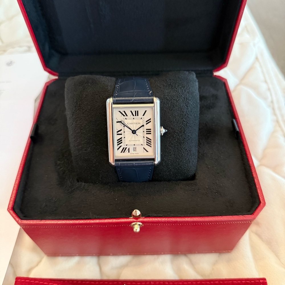 Cartier Silver Watch + 3 free leather straps